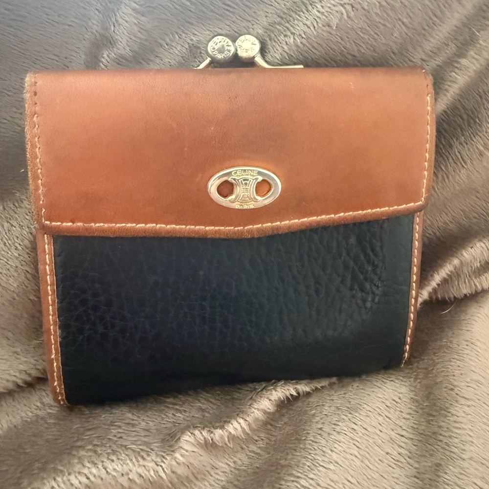 Celine Brown and Black Leather Wallet